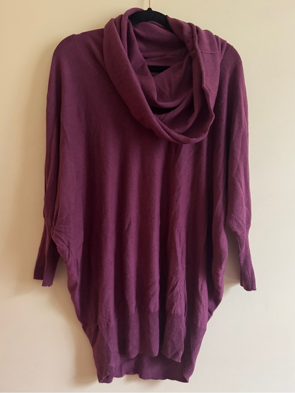 Anthro Between Me & You Plum Dolman Cowl Sweater Size L